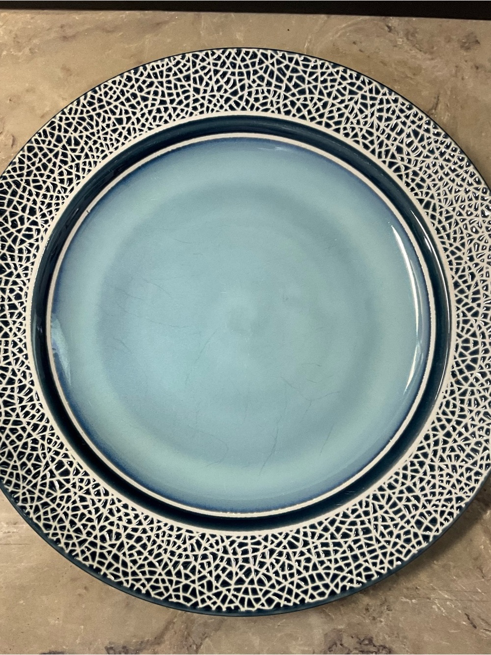 American Atelier Stoneware 11” Dinner Plate Azure Blue